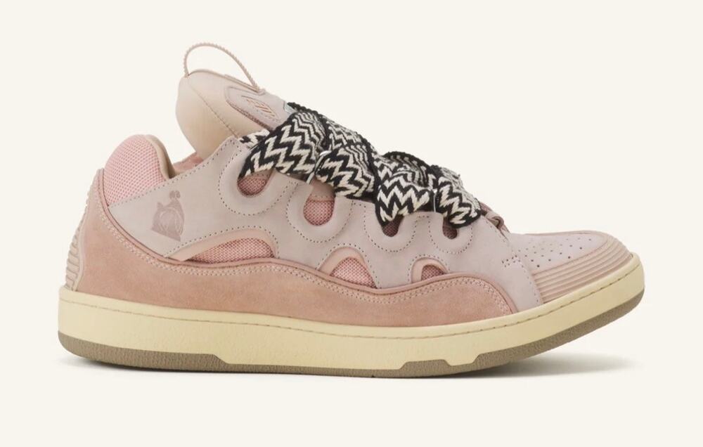 LANVIN Curb Sneaker Leather Pale Pink Women's 38 US 7